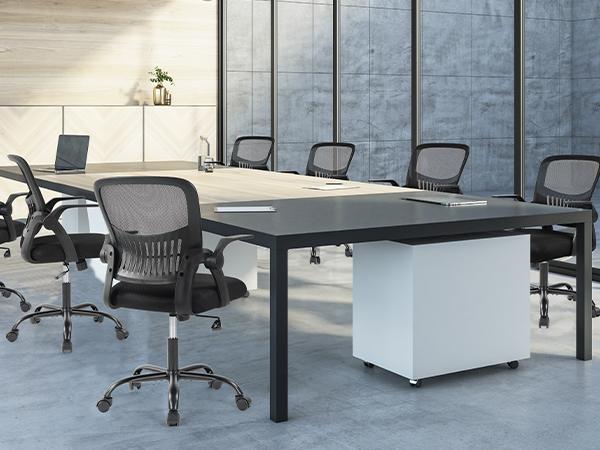 Ergonomic Office Chair, Fixed Mesh Mid Back Computer Chair with Lumbar Support for Home Waiting Area Reception Conference Room