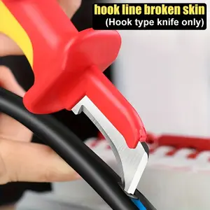 Insulated Cable Stripping Knife Set Wire Stripper Tools with Protective Sheath Hook Type Skinning Knife Manual Electrician Tool for Electrical Cable Insulation Removal Durable Safe Hand Tool Kit,summervibes