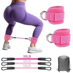 6-Pack Ankle Band Set for Leg and Hip Training – TPE Material Band for Women Men, with Comfortable Grip Ideal for Home Workouts Exercise Equipment Yoga Gym Fitness Adjustable