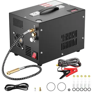 PCP Air Compressor,Built-in Power Converter,Portable 4500Psi/30Mpa,Water/Oil-Free,PCP Paintball Tank Air Pump, Powered by 12V Car DC or Home 110V AC with Oil-Moisture Filter Air Compressor Manual-stop