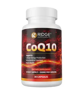 Ridge Supplements CoQ10 200mg Supplement for Cellular Energy and Heart Health | High Potency Coenzyme Q10 Antioxidant Support for Men and Women 60 Capsules