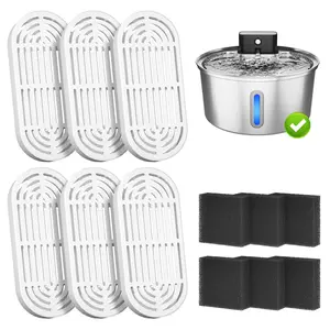 Lucky Muffin Pet Water Fountain Filters, 6 Replacement Filters & 6 Pre-Filter Sponges