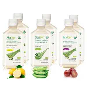 AloeCure Organic Aloe Vera Juice - 6 Bottle Sample Pack - Grape, Lemon, Natural Flavor, 6x500ml