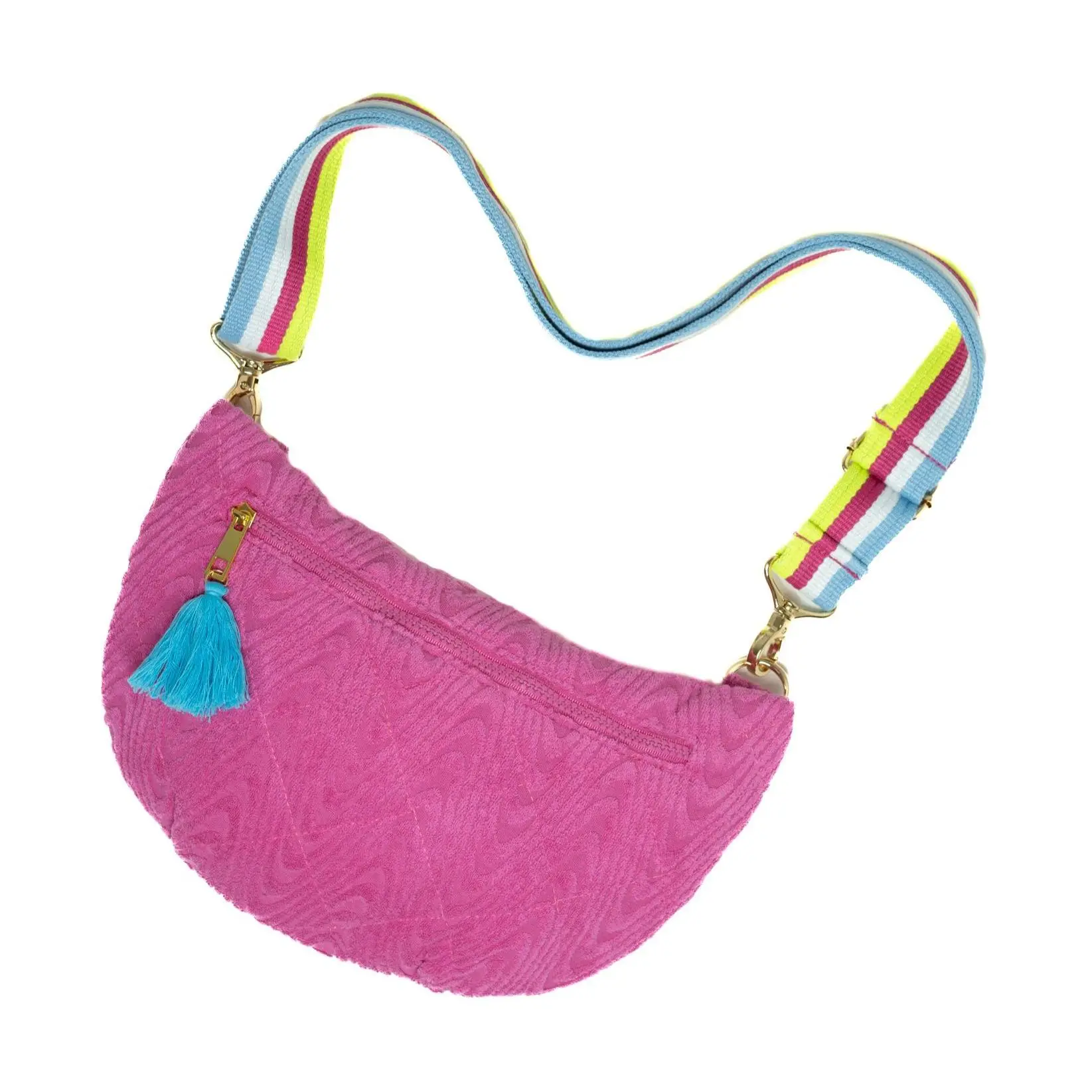 Sprigs Textured Terrycloth Handbag w/AdjustablePrinted Strap