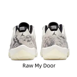 Off White Grey Snake Print Low Top Basketball Sneakers Cream White Upper Grey Snake Skin Texture Heel Panel Black Jumpman Logo Black Soft Collar Milky Luminous Glow Outsole Street Casual Trainer Shoes