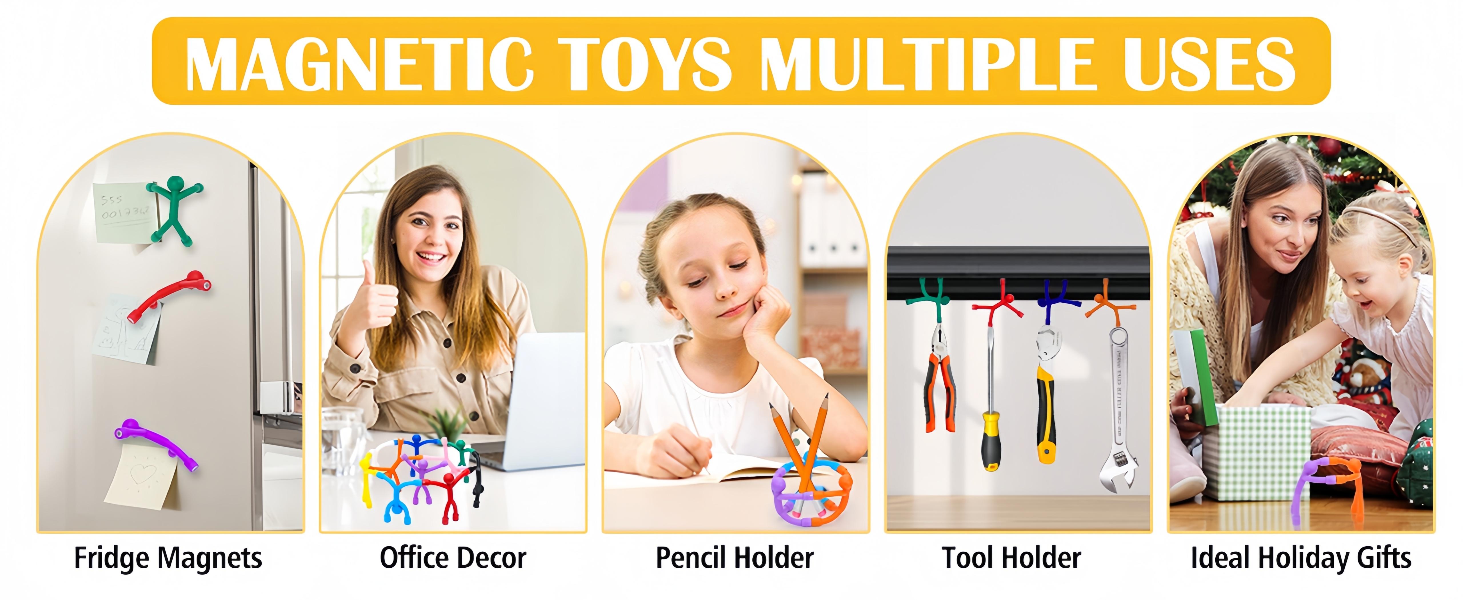 Magnetic Fidget Toys for Adults & Kids 10 Pack – Magnetic People Figures, Cool Sensory Building Toys for Autism, ADHD or Stress Relief, Travel Essentials for Road Trips, Fridge Magnets, Easter Basket Stuffers & Birthday Gifts for Toddlers, Teens