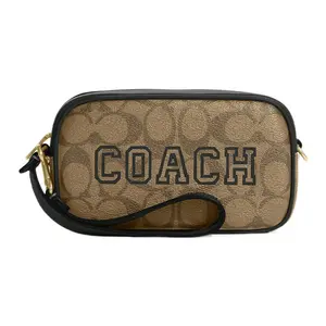 COACH Jamie 18 Classic Monogram Wristlet Handbag with Zipper Closure in Khaki and Dark Green for Women