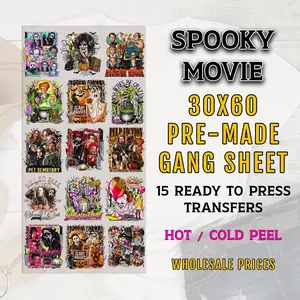 Spooky Movie Gang Sheet, Halloween Gang Sheet, Halloween DTF Transfer, Horror Classics DTF Transfer,Scary Movie DTF Transfer Ready For Press