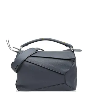 Pre-owned Loewe Leather tote bags Large Puzzle Calfskin Blue (ym030126i5)