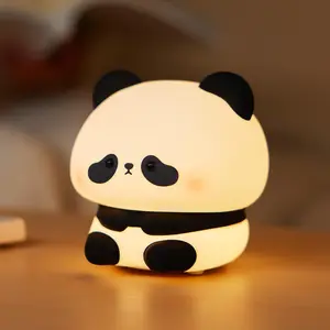 Panda Night Light Gifts, Squishy Dimmable Led Panda Lamp, Kawaii Big Head Panda Stuff, Cute Decor for Bedroom, Rechargeable Bedside Touch Soft Lamp for Breastfeeding/Sleep, Christmas Lights