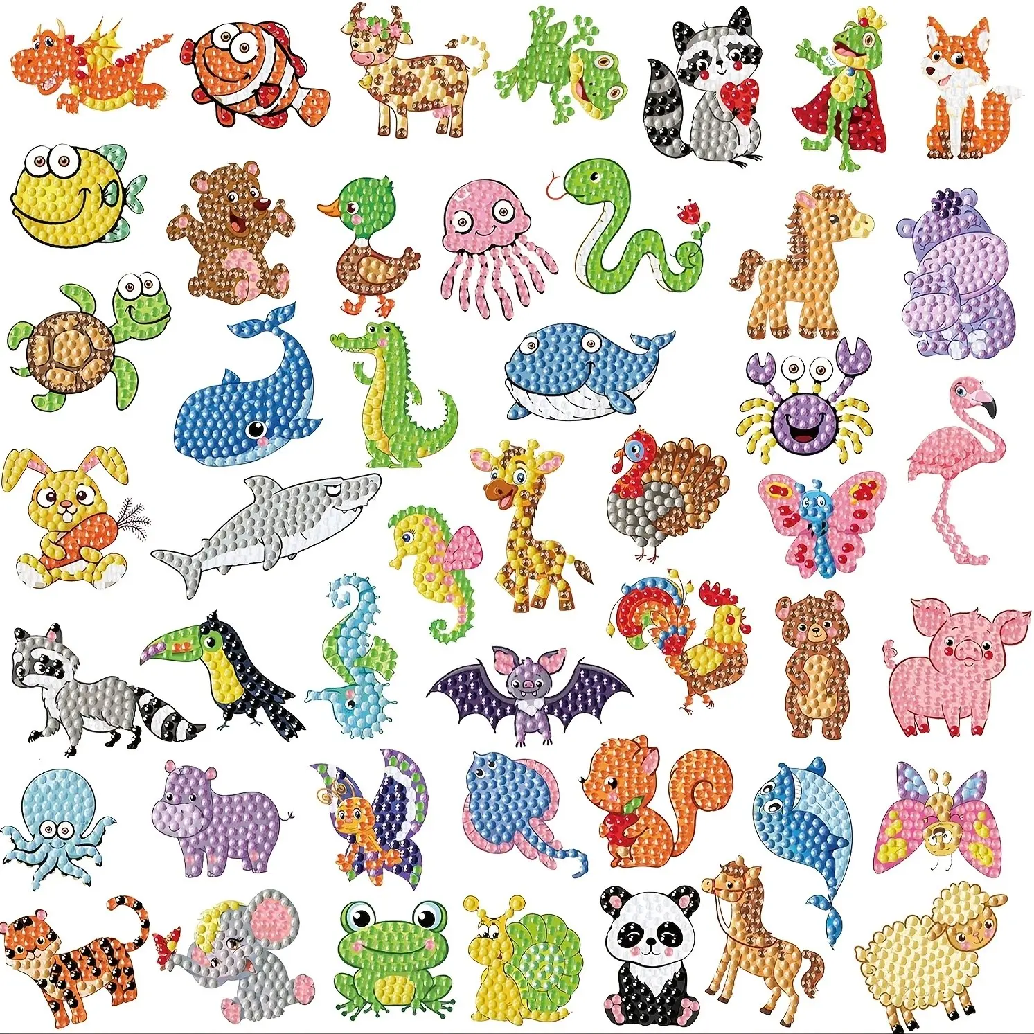 47-Piece Diamond Art Painting Sticker Set 5D DIY Crafts with Butterfly Whale Animal Designs, Creative Diamond Painting Kit for Kids, Diamond Art Tools, DIY Craft Supplies, Diy Kits
