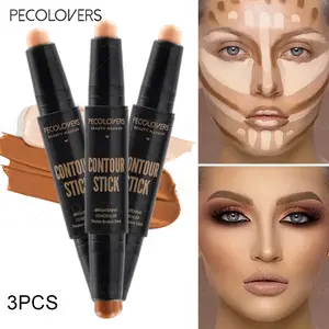 3pcs Dual-end Highlighter Concealer Stick Brightening Nose Concealer Repair Matte Concealer Pencil Corrector Skin Tone Pen Makeup