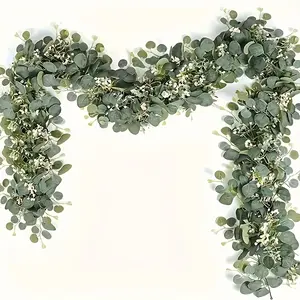 Elegant Artificial Eucalyptus Wreath, Vines with Flowers, Perfect for Weddings, Home Decor, Garden, Table, Wall, Party Decoration, Ornaments