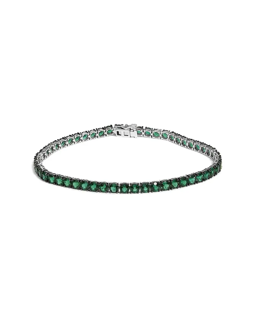 Haus of Brilliance Colorful Gemstones Silver 15.00 ct. tw. Lab-Grown Emerald Tennis Bracelet