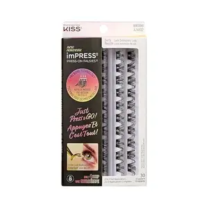 Kiss Impress False Eyelashes, Lash Clusters, Falsies, 'Curly', 10mm-14mm, Includes 30 Clusters, Contact Lens Friendly, Easy to Apply, Reusable Strip Lashes