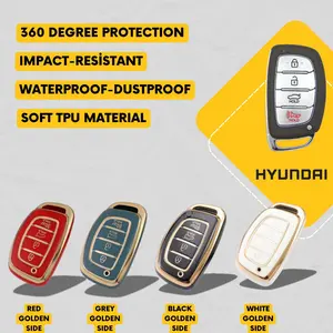 HYUNDAI-Compatible 4-Button Key Fob Cover for Elantra, Ioniq, Sonata, Tucson – TPU Remote Case