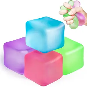 Stress Relief Cube, Slow Bounce Ice Block Stress Ball, Anxiety Relieving Sensory Fidget Toy, Soft Square Ball, Perfect Classroom Prize, Party Gift