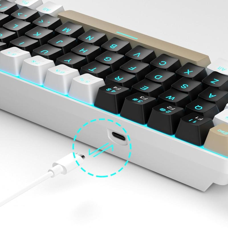 MageGee MK-Box 60% Wired Lighted Mechanical Keyboard - 68-Key Ultra-Compact Design, Brown/Red Switches (Hot-Swappable), Portable LED Backlit - for Windows & Mac Gaming & Office