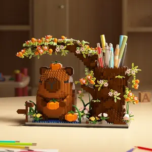 Creative Kapibala Blocks Stem Building Blocks Pen Holder,Block Figures, 1 Set DIY Building Blocks Kit, DesktopOrnament for Home & Office, Creative Crafts Gifts