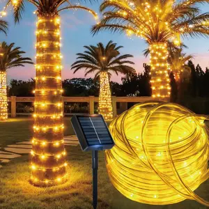 Solar Rope Light 33FT IP65 Weatherproof Outdoor LED Copper String Light 100 LEDs 8 Modes for Christmas Party Garden Porch Yard Home Wedding Vacation New Year Decorations Decorative