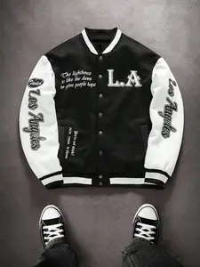 Unisex Los Angeles Letter Print Baseball Jacket, Y2K Style, Perfect Gift for Boyfriend, Back to School & Halloween Essential