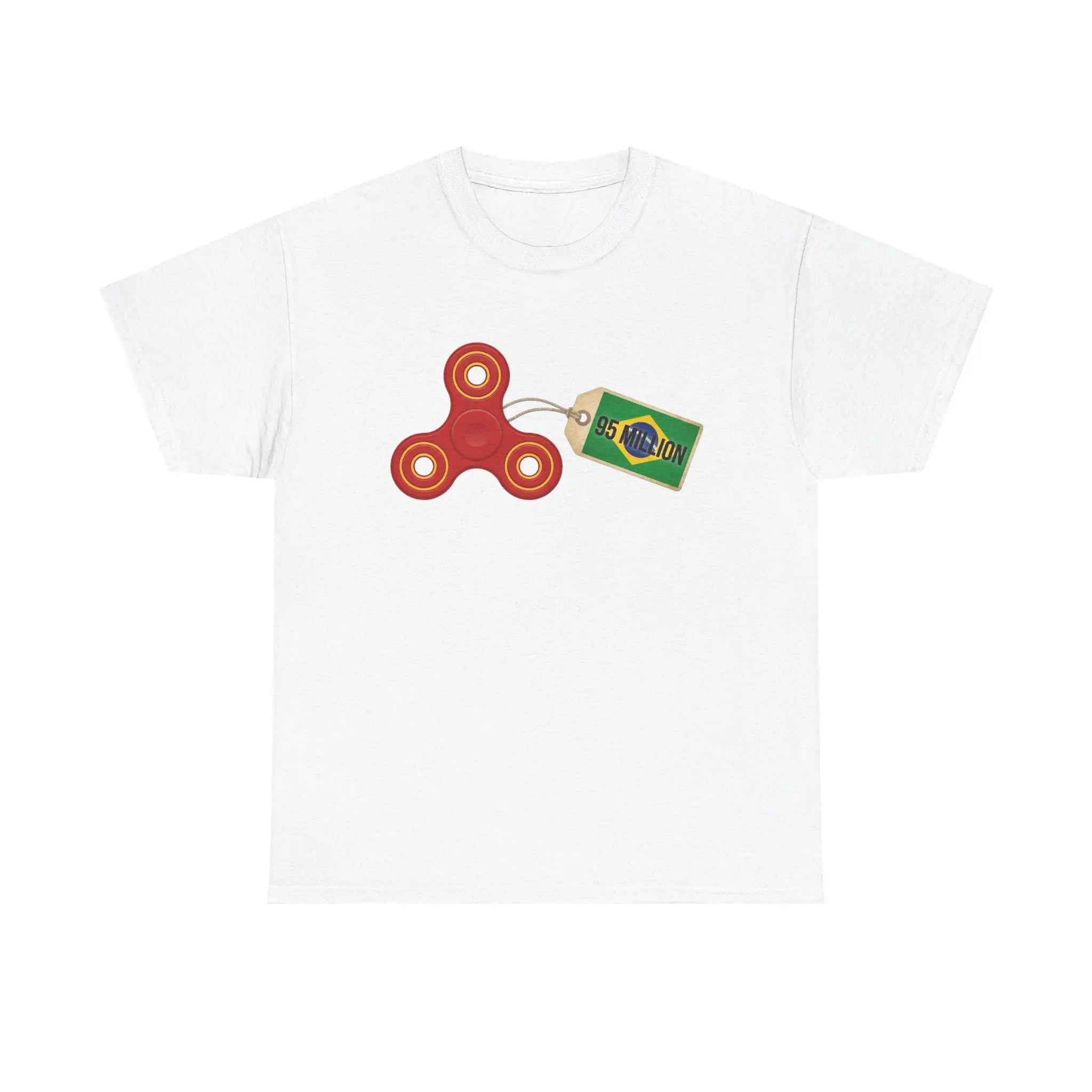 Fidget Spinner Tee with Brazil Flag Tag – Novelty Casual T-Shirt