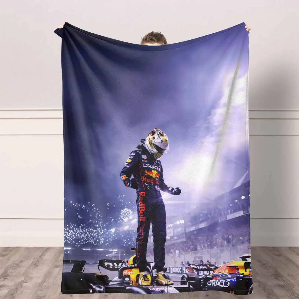 F1 World Champion Victory Themed Racing Flannel Blanket - Ultra-Soft, Cozy, Warm, Lightweight, Durable, Breathable, Wrinkle Resistant, All Seasons - Ideal for Sports Fans, Home Decor, Unique Gifts