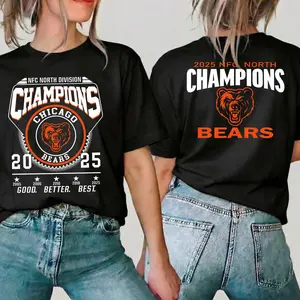 UOSO Chicago 2025 NFC North Champs Football 2 Side Shirt, Chicago Shirt, Gift for Fans, Game Day, America Football, Gift for Him/Her