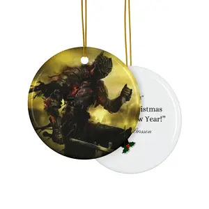 Customized Dark Souls Christmas Ornament Ceramic Holiday Decor for Fans Unique Gift Idea Festive Decoration