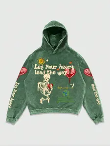 【TDOTW】Men's Halloween Skull Graphic Print Hoodie, Fashionable Comfortable Unisex Design, Eye-Catching Graphic, Perfect Casual Wear for Men & Women