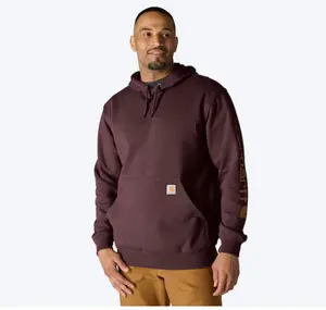 Carhartt Men's Red Medium weight Fleece Long sleeve Graphic Hoodie
