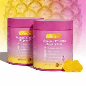 Women’s pH Support Pineapple Probiotic Gummies | Enhanced Formula Featuring Prebiotics, Slippery Elm & Lactobacillus Probiotic Mix for Feminine Dryness Relief & Daily Intimate Care, 60 Pieces