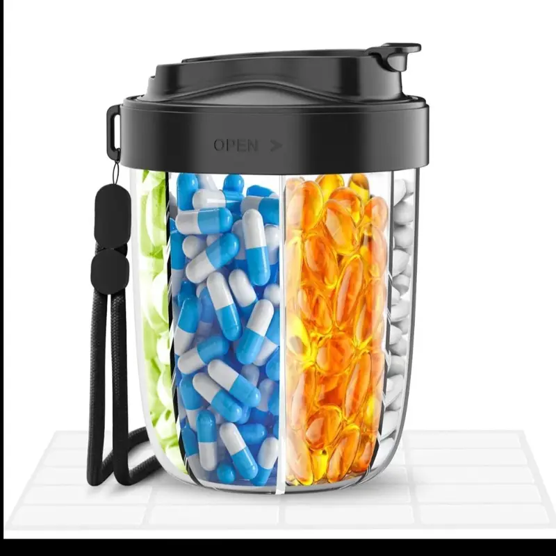 Large Pill Organizer with Large Compartments Portable Pill Dispenser ...