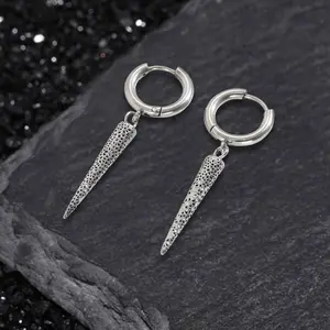 GTHIC Geometric Cone Spike Stainless Steel Dangle Earrings Edgy Minimalist Jewelry for Men Women Daily or Party Wear