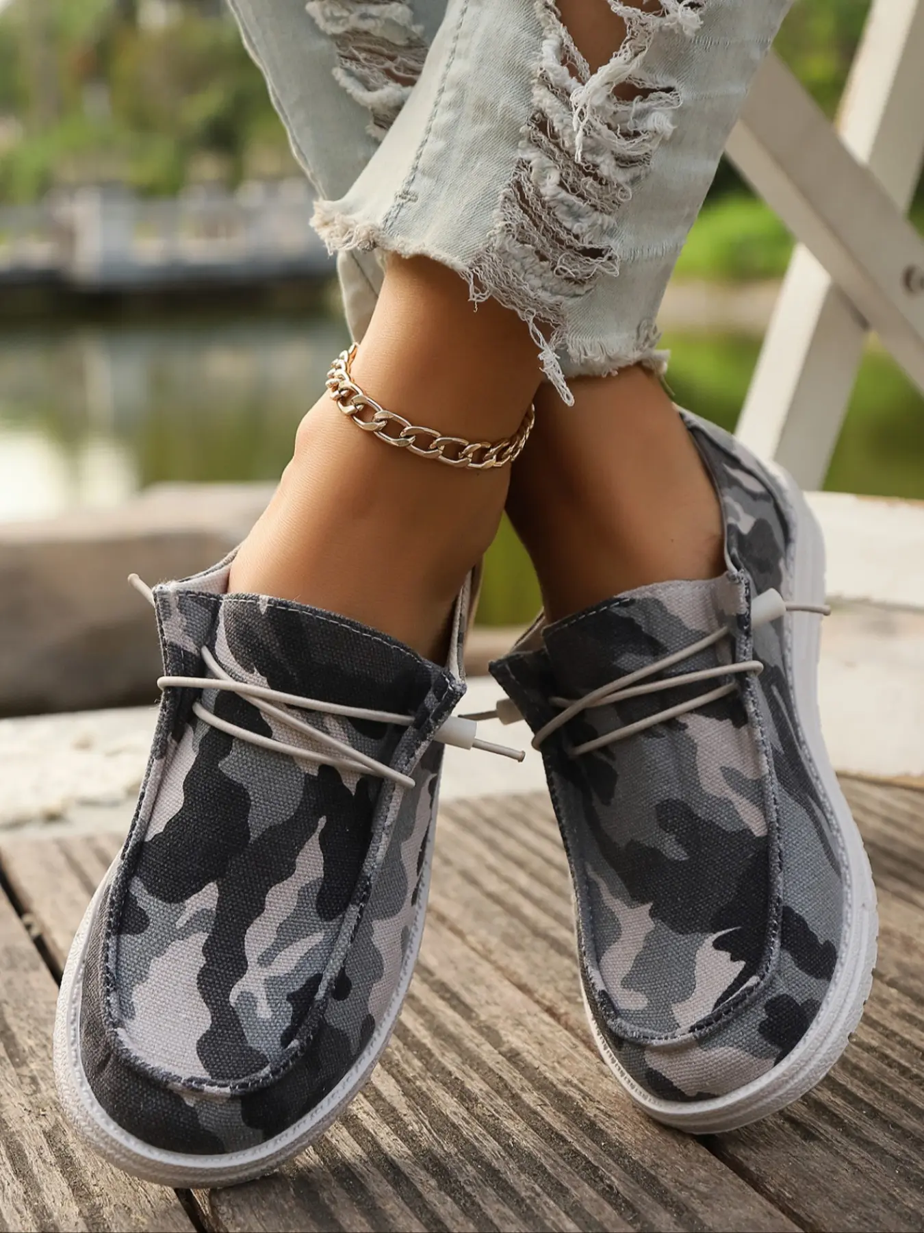 New Large Size Camouflage Pattern Design Canvas Shoes, Casual Fashion Shoes, Breathable Slip-On Lightweight Casual Women's Sneakers for Daily Wear & Festivals Lightweight Slip Ons Slip Ins Shoes