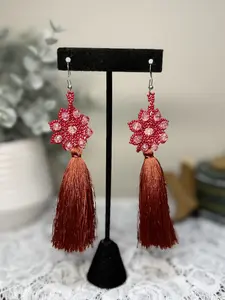 Huichol Aretes "Irma" Handmade Earrings with Beaded Design and Tassel Accents for Unique Fashion