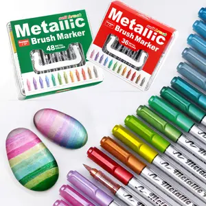 Vibrant 12-48 Color Waterproof Brush Markers for Creative Projects, Strong Coverage and Blendable for Art, School Supplies, and DIY, Art Marker Pen