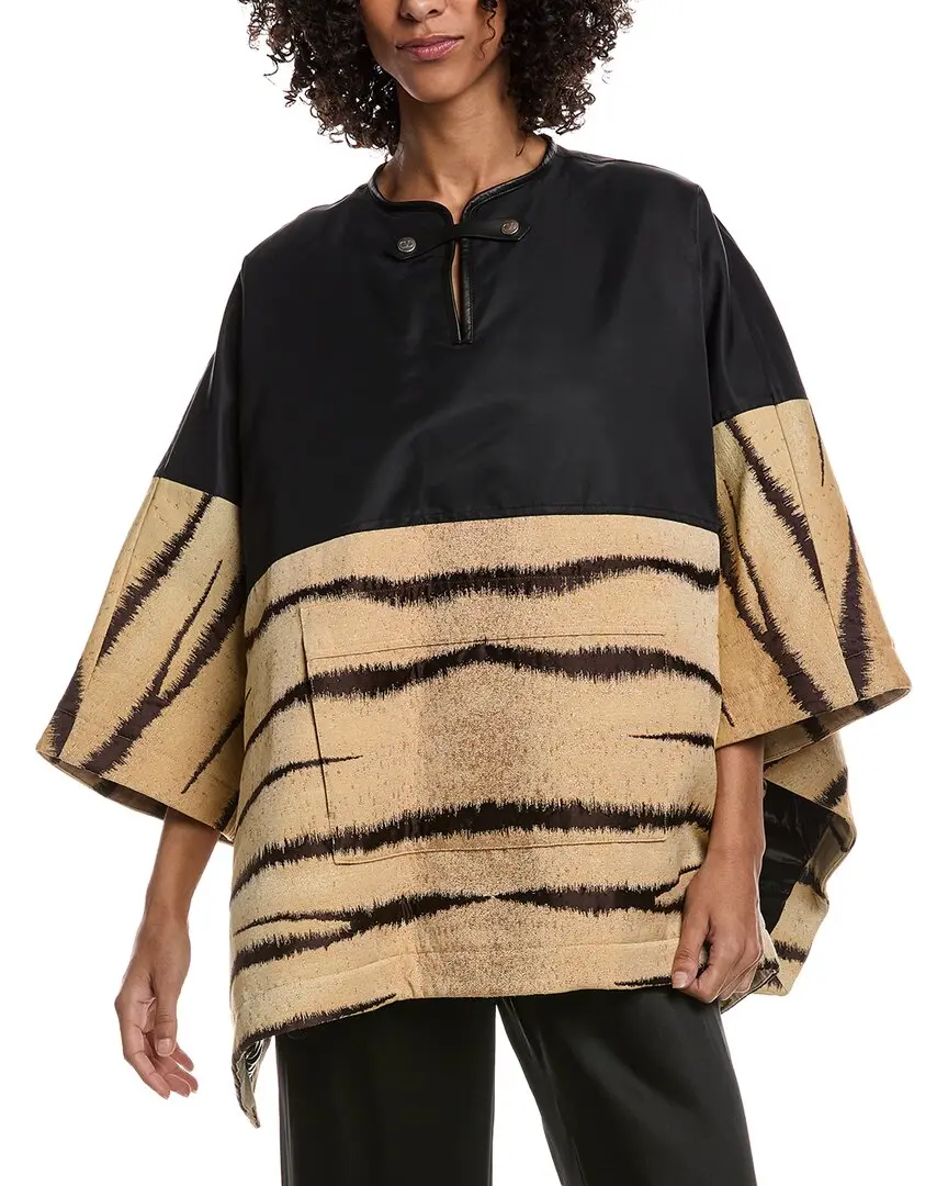 Valentino Jacquard Wool-Blend Down Poncho