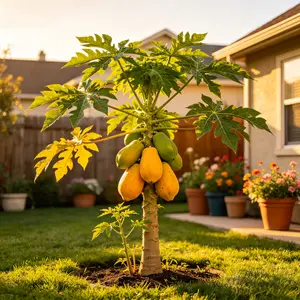 (QD#ZR) Papaya Fruit Tree Sapling, Hardy Tropical Live Plant, Multipurpose Garden Greenery for Outdoor Yard, Courtyard & Balcony Growing, Unique Edible Fruit Sapling for Family Small Orchard Planting