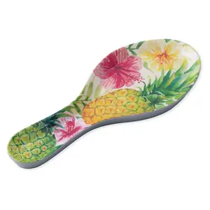 Pineapple Hibiscus Melamine Spoon Rest, Cooking Spoon Holder for Stove Top, Kitchen Counter, and Dining Table, 9.625 Inch, Multicolor