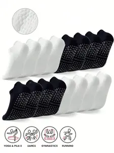 Women's Short Yoga Socks, Non-Slip Professional Pilates Socks, Breathable Indoor Socks for Fitness, Dance, Soft and Comfortable