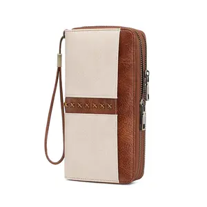 Wallet for Women Ladies Wristlet Long Purse Zip Around Clutch RFID Blocking Vegan Leather