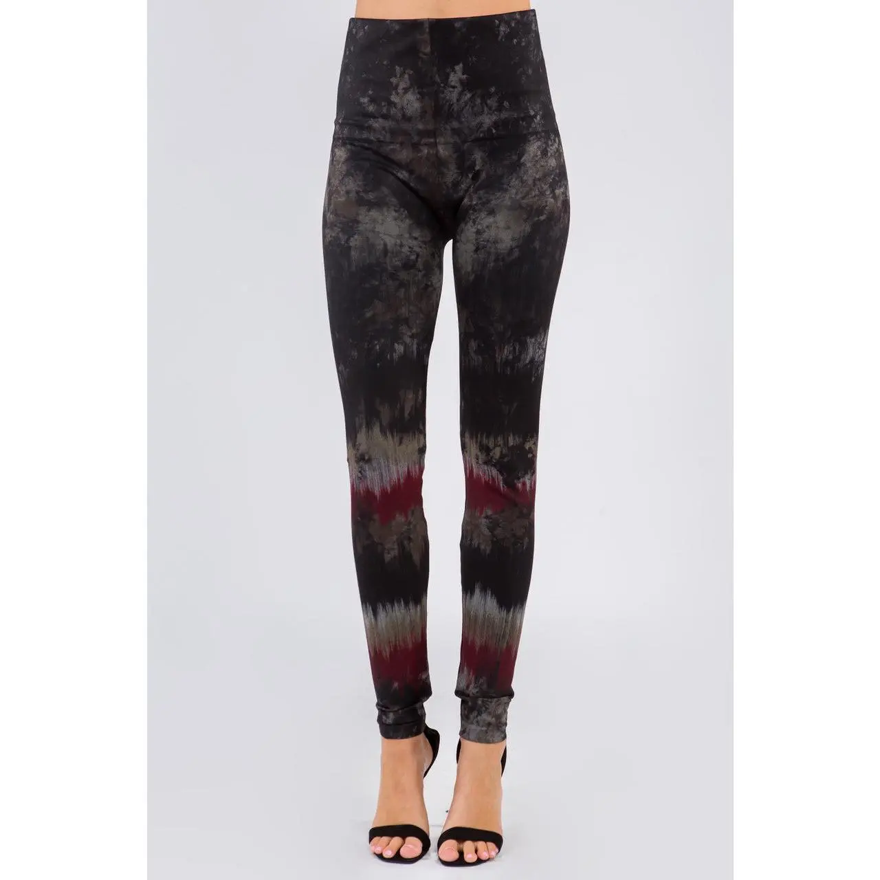 B4292FG High Waist Sublimation Full Length Burgundy Print Legging