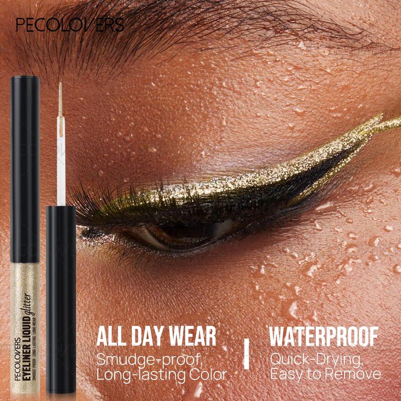 12pcs/set Sparkling Liquid Eyeliner Various Colors & Quick Dry Waterproof Not Easily Smudging Liquid Eyeliner Glitter Liner