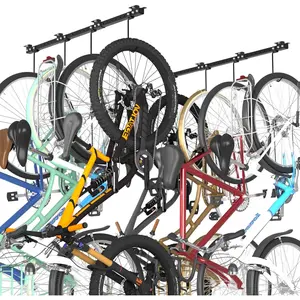 Adjustable Ceiling Mounted Bike Rack for Garage, Hold 4-8 Bikes, Hanger for Space-Saving Storage - adjustable ceiling hooks, nice Bicycle stand.