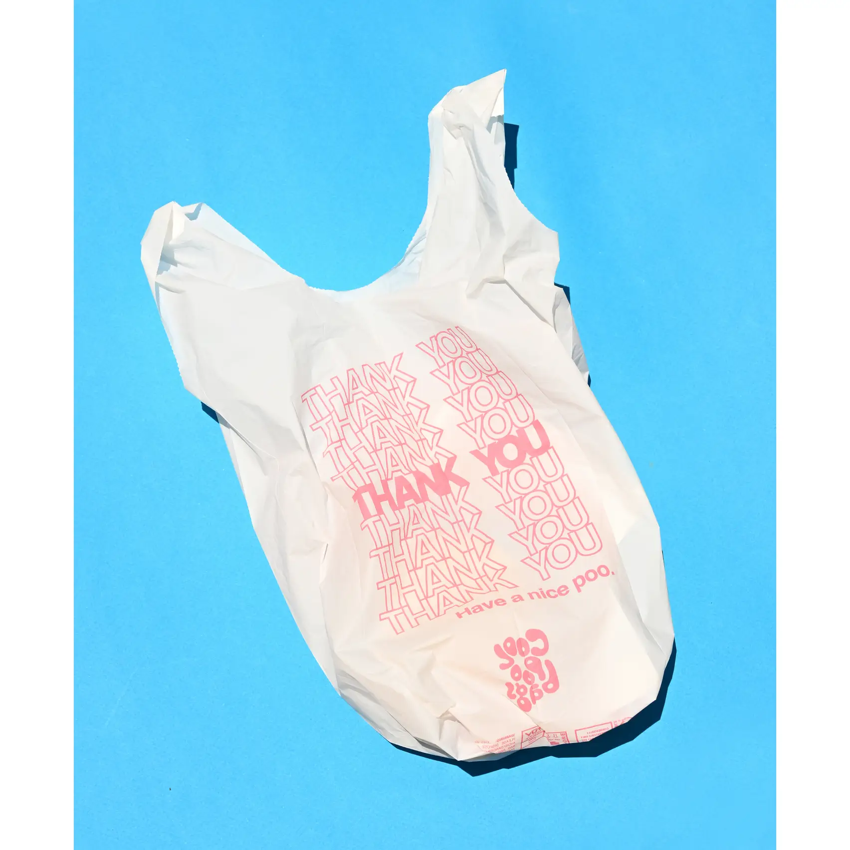 Cool Poo Bags | Thank You Bag | Compostable & Biodegradable | Printed Backwards | 120 Bags 8 Rolls