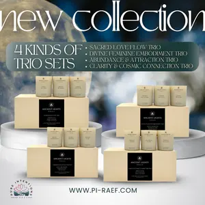 Pi.R.A.E.F. Sheba’s Ancient Lights Candle Trio - Hand-Poured Soy Wax Aromatherapy Candles for Home Décor, Relaxation & Self-Care - Elegant Keepsake Box for Timeless Gifting - Decor stuffer christmas gift