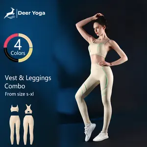Deer Yoga Women's Sleeveless Activewear Set with Reflective Strips High Elasticity Moisture Wicking Quick Drying Pockets Night Sportswear Set for Yoga Gym Outdoor Activities