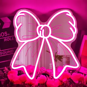 Butterfly Knot Mirror Light, Adjustable Neon Lamp Makeup Mirror, USB Powered Acrylic Wall Mirror, Perfect Gift for Women, Room Bathroom Decor, Mirror With Lights