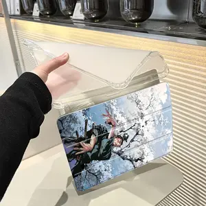 Vintage Trend Design Samurai & Cherry Blossom Aesthetic Background Stylish Clear Tablet Case for Pencil Holder (No Pen Included), Auto Wake/Sleep Tablet Protective Cover with iPad 10th 11th 9th Mini Air 4th 8/7/6/5th for iPad Pro Generation Case Teen